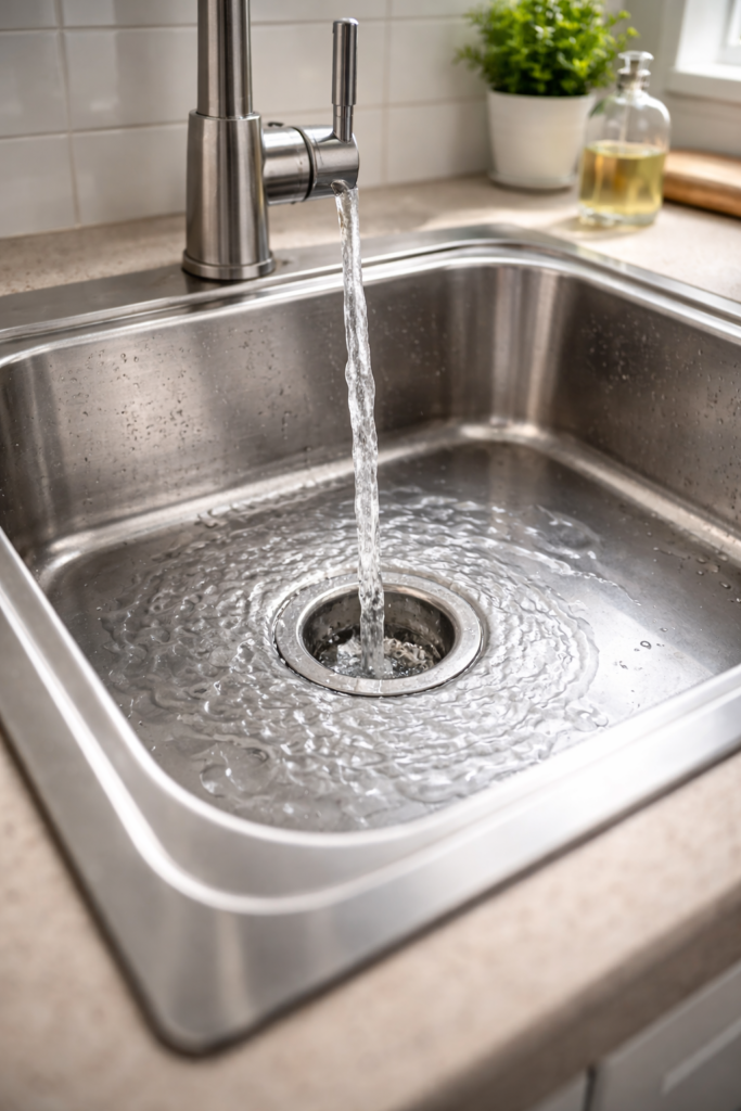 sleek stainless steel kitchen sink